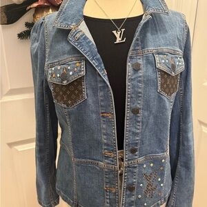 Denim Jacket with Embellished Pockets